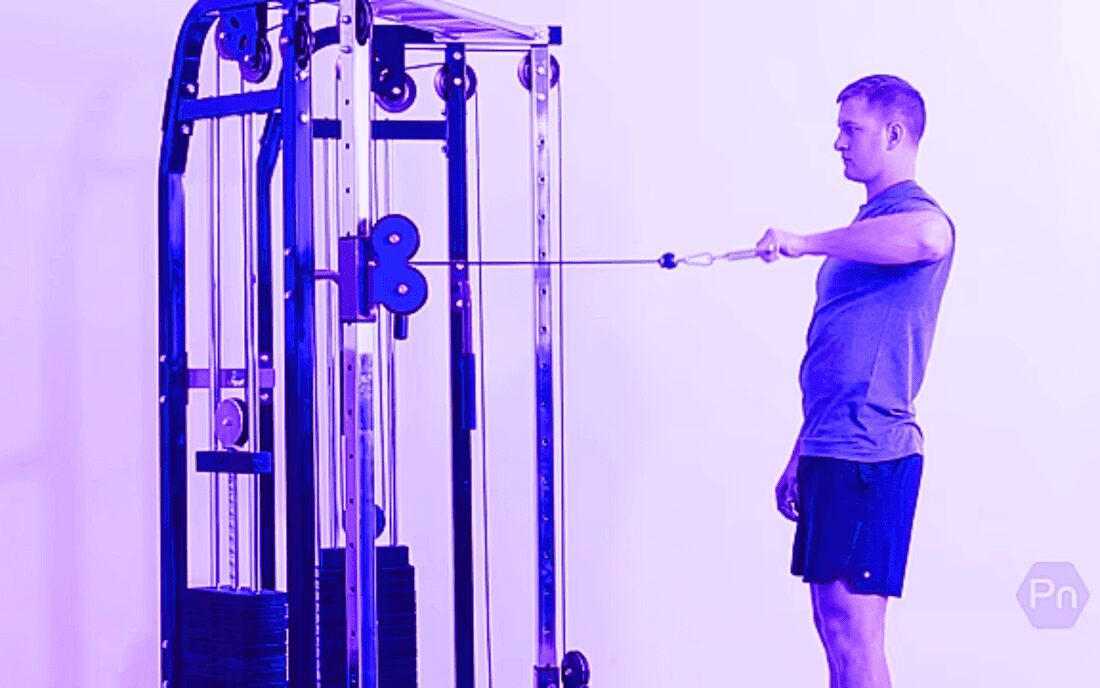 Athlete performing side-lying cable external rotation with abduction for shoulder strength