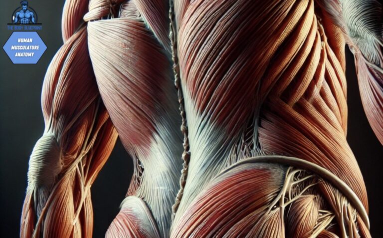 Detailed view of human musculature anatomy from behind