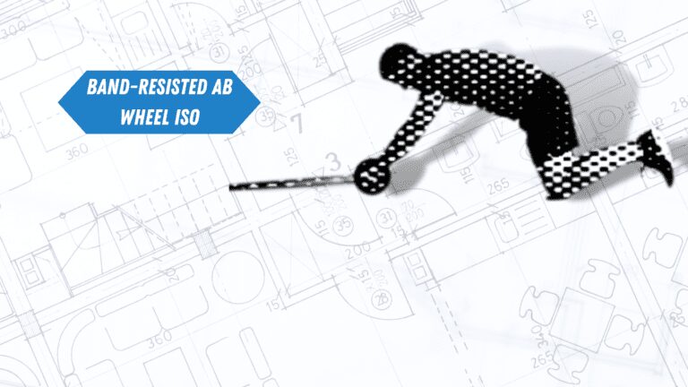 Certified personal trainer demonstrating a band-resisted ab wheel isometric hold