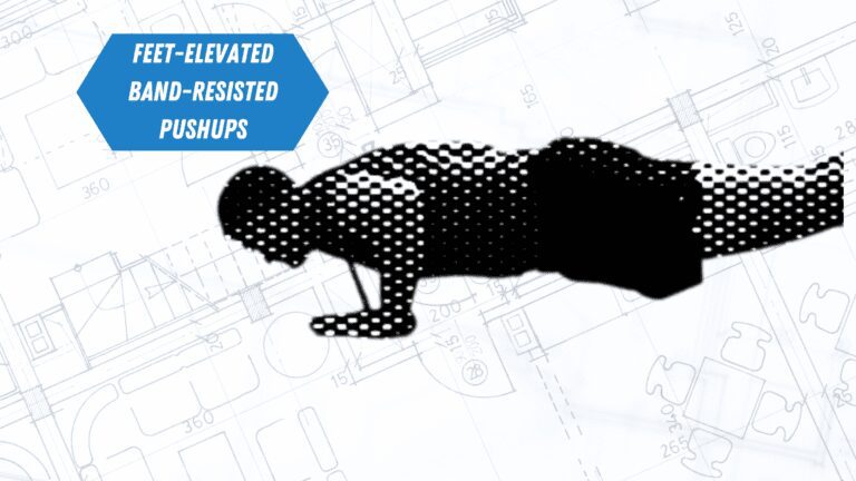 Trainer showcasing feet-elevated band-resisted pushups for improved strength workout