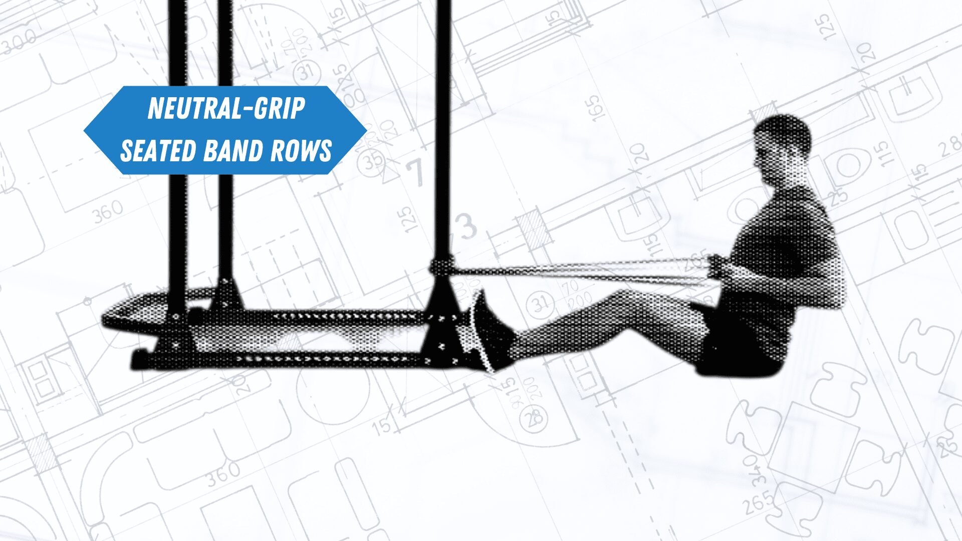 Athlete performing neutral grip seated band row with perfect posture