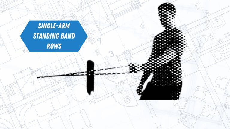 Trainer showcasing single-arm standing band rows for improved back workout