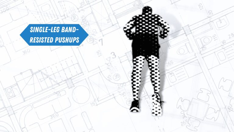 An expert personal trainer demonstrating Single-Leg Band-Resisted Pushups