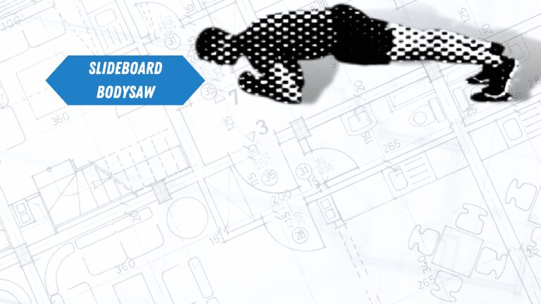 A personal trainer demonstrating a Slideboard Bodysaw.