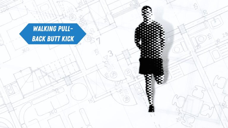 An expert personal trainer demonstrating the Walking Pull-Back Butt Kick