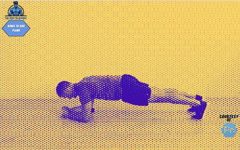 Certified personal trainer demonstrating hinge to side planks