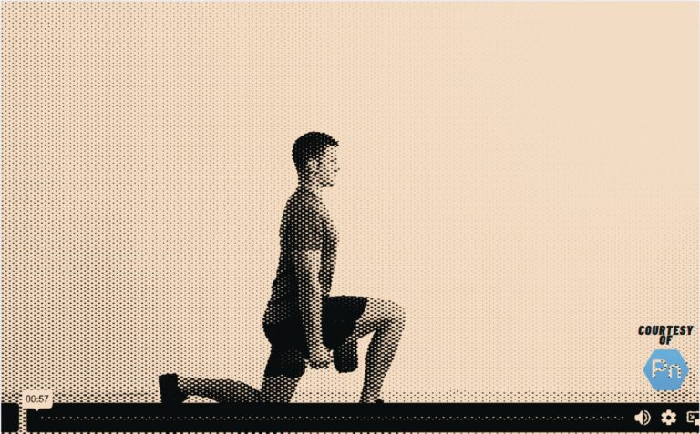 Certified personal trainer demonstrating the dumbbell split squat exercise for leg strength