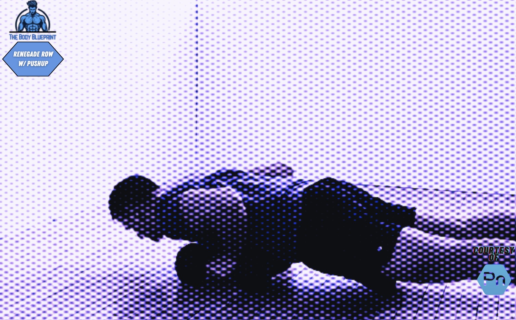 Certified personal trainer demonstrating renegade rows with pushup