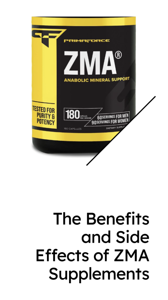 Image showcasing a bottle of PrimaForce ZMA, a nutritional supplement designed to promote muscle recovery and improve sleep quality.