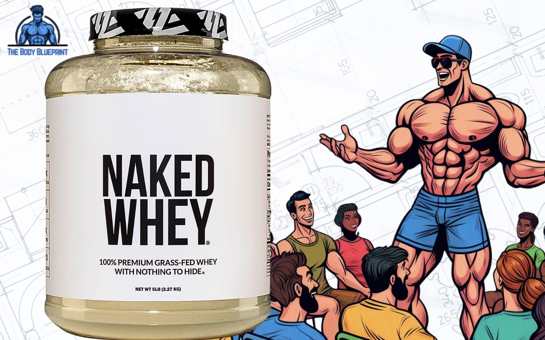 A bottle of Naked Whey Protein, a high-quality grass-fed whey protein powder