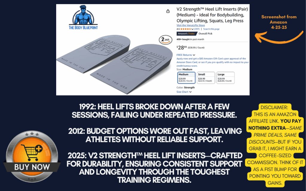 V2 Strength Heel Lift Inserts product shot showing rigid 5mm wedge design