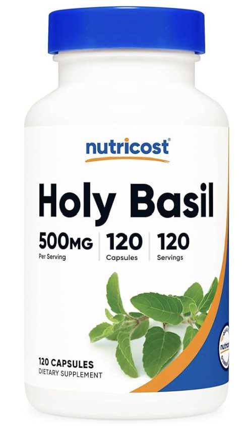 Nutricost Holy Basil 500mg dietary supplement bottle