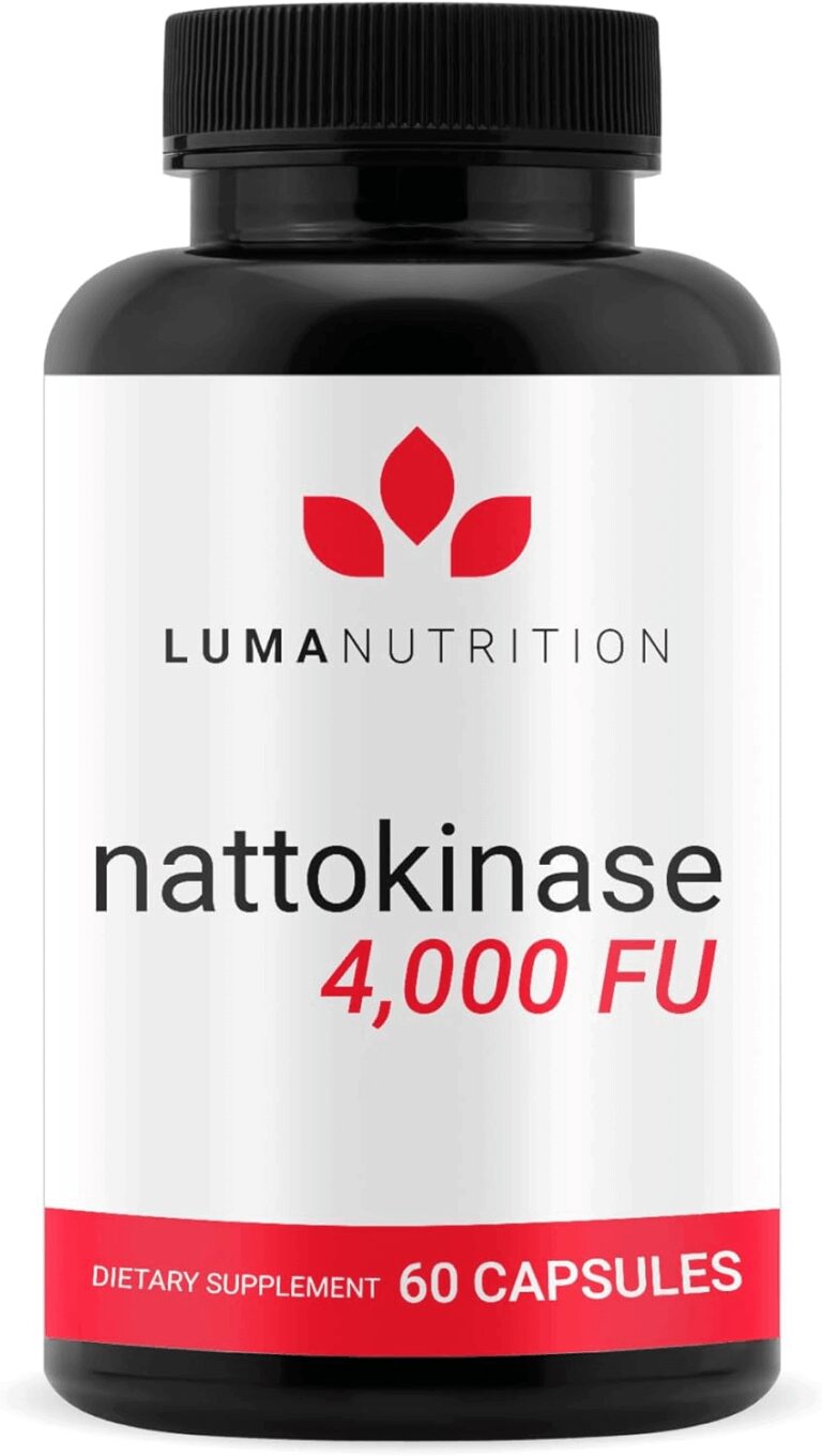 Luma Nutrition Nattokinase bottle displaying a high-potency 4,000 FU dosage and 60 capsules, verifying its formulation for the review.