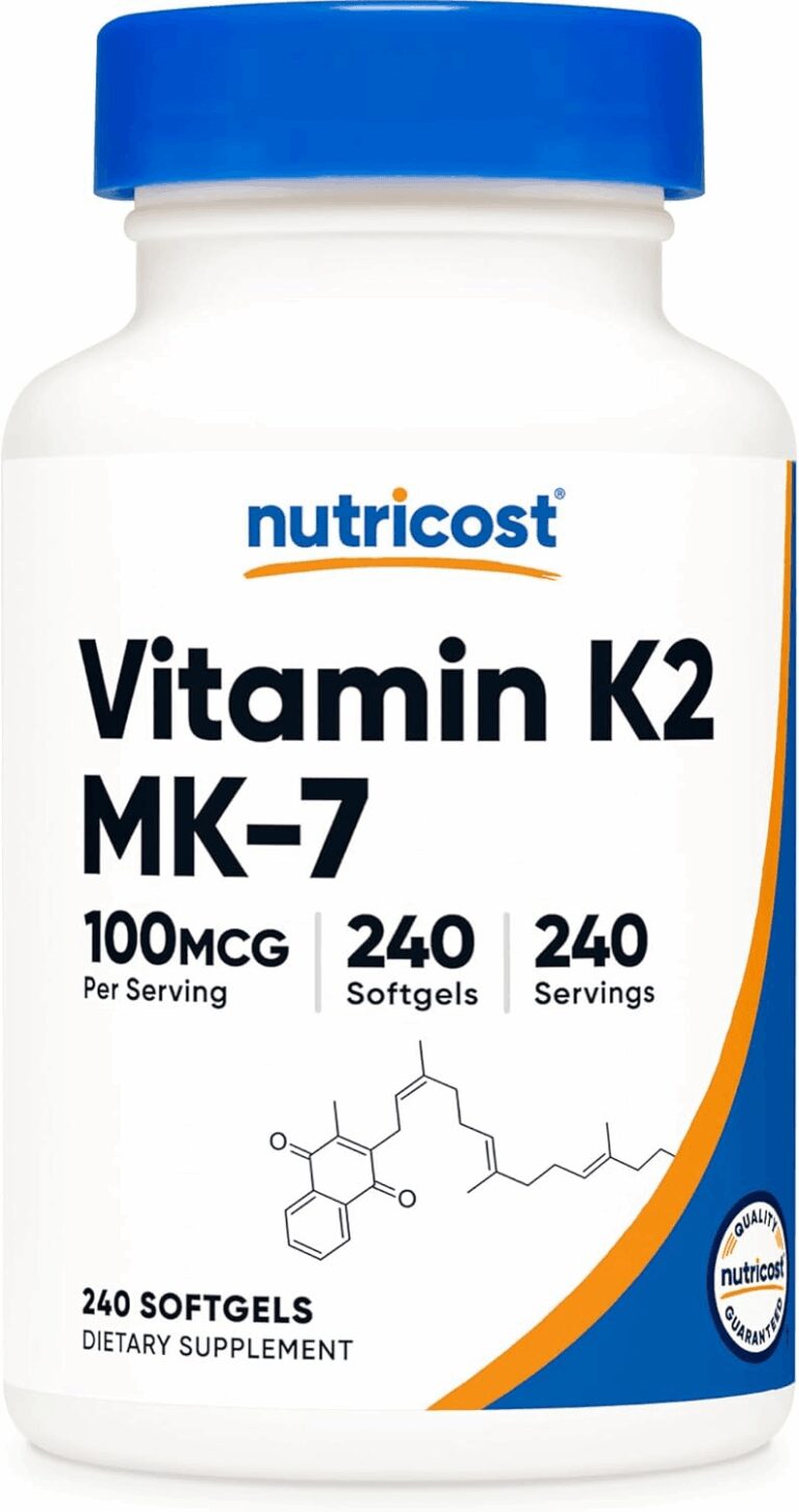 A 240 ct. bottle of Vitamin K2 MK-7 by Nutricost